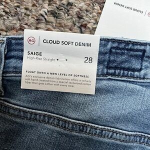 Ag Adriano Goldschmied Blue Straight Leg Jeans. Length is 28 inches